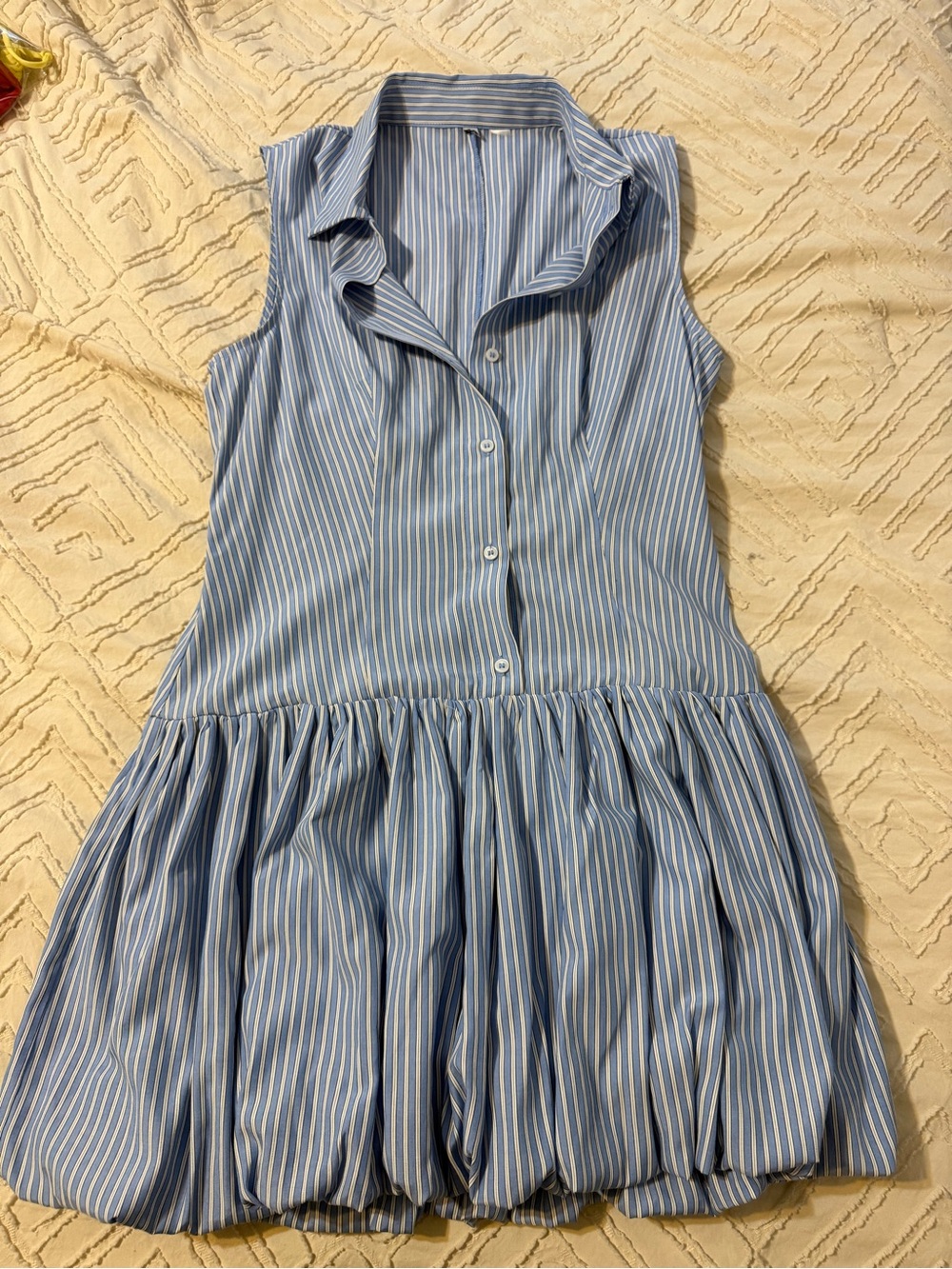 Blue Striped Sleeveless Shirt Dress Size Small